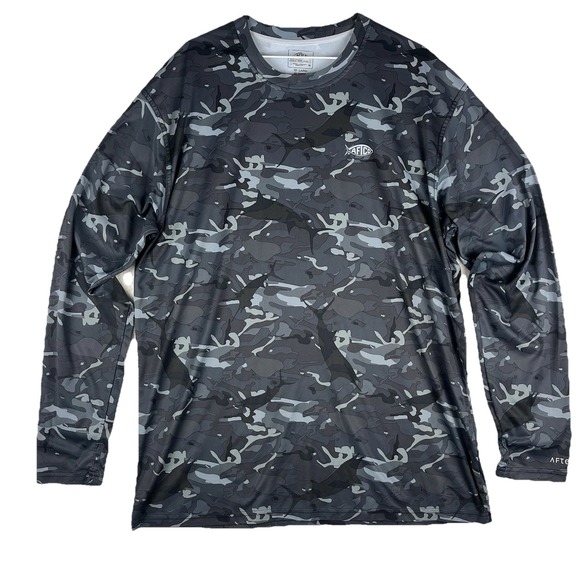Aftco Performance Camo Fishing Shirt Long Sleeve Mens  XXL Long Sleeve Thumbhole - Picture 1 of 7
